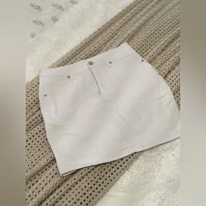 White jean mini skirt